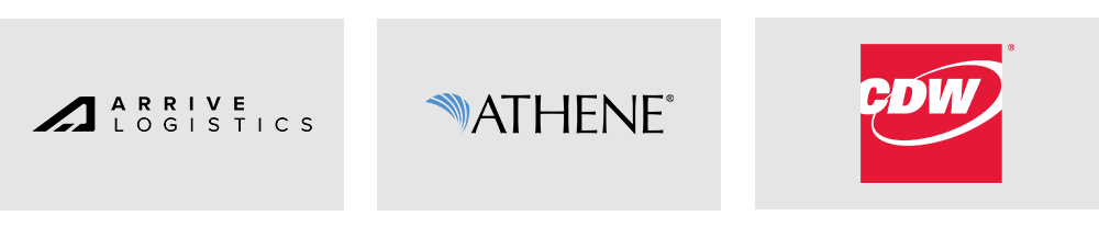 Arrive Logistics, Athene, and CDW logos